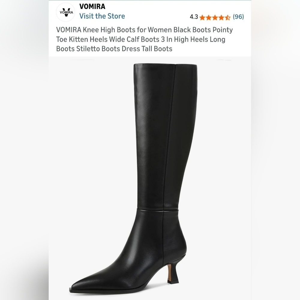 Women's Black Knee-High Boots Size 6.5 NEW - Picture 9 of 11